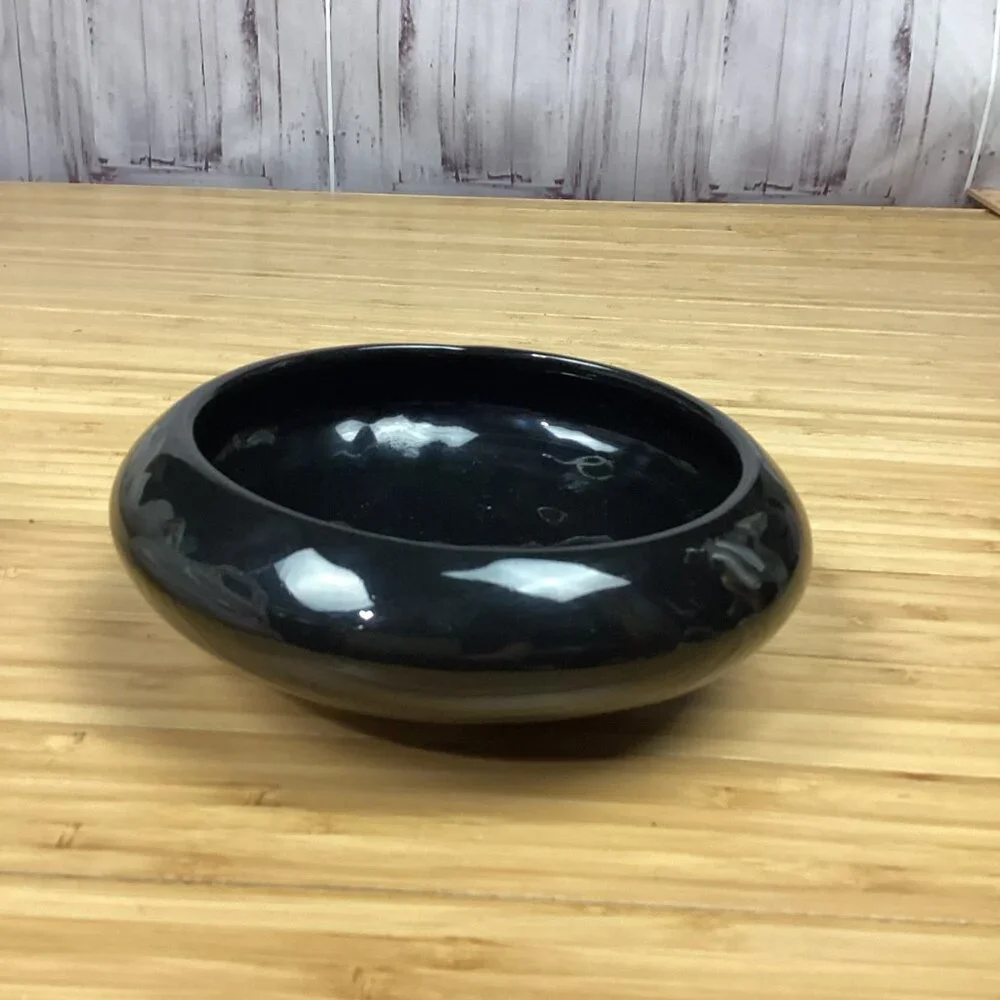 Vintage Hager Black Round Vase Ikebana
